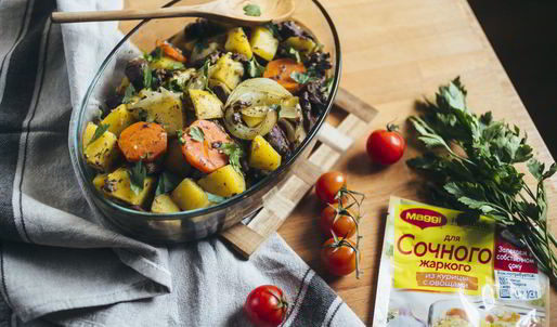 жаркое с куриными сердечками