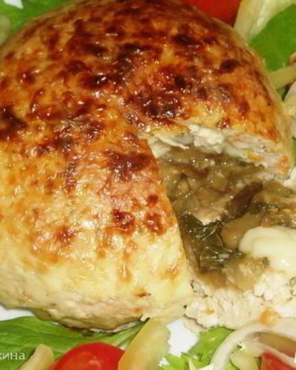 Рецепт куриных зраз с баклажанами и сыром