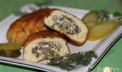 рыбные зразы с грибами и сыром