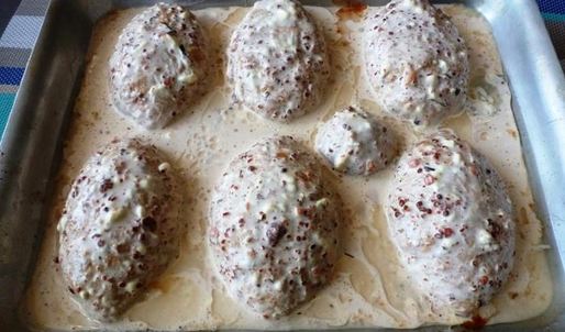 зразы из кеты с начинкой из капусты и вешенок