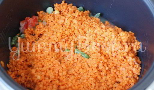 чечевичная каша с мясом и овощами в мультиварке