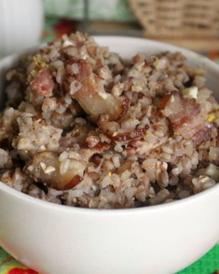 Рецепт ароматной гречки с копченой грудинкой
