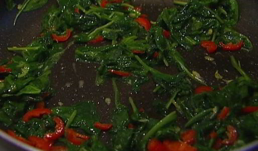 гречка с чили и шпинатом