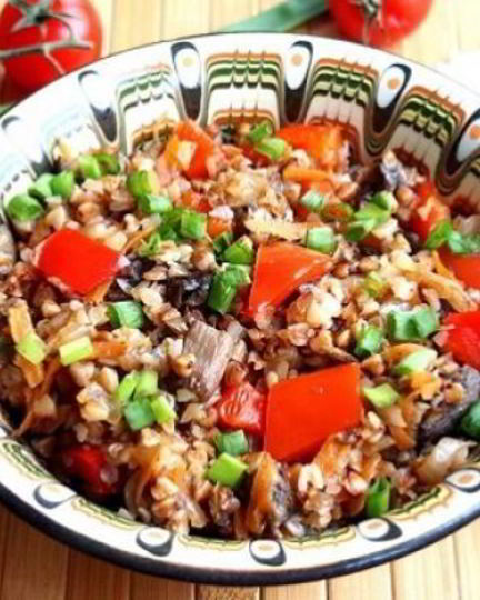 Рецепт гречки с грибами и овощами
