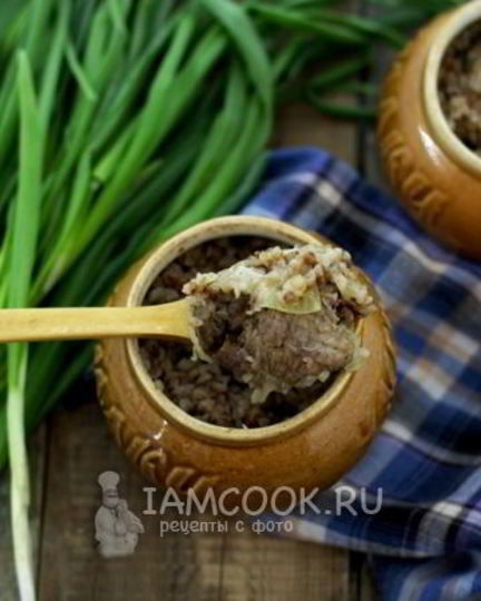 Рецепт гречки с мясом в горшочке