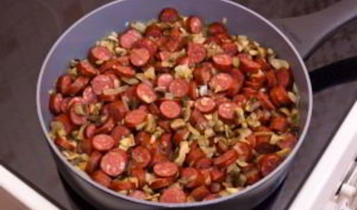 гречка с сосисками и грибами