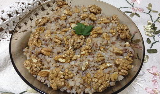 гречневая каша с чесноком и грецкими орехами