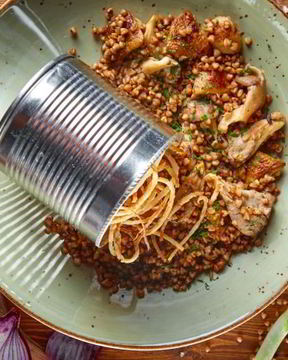 Гречневая каша с вешенками и белыми грибами