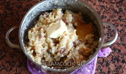 каша дружба с сушеными яблоками и изюмом
