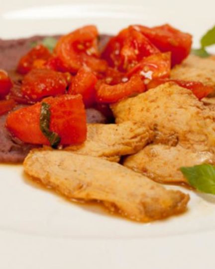 Рецепт курицы с чайным соусом и пюре из фасоли