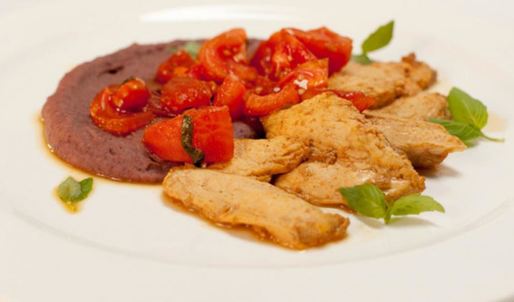 курица с чайным соусом и пюре из фасоли