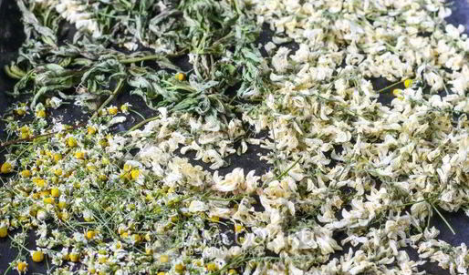 цветочный чай с ромашкой, акацией и мятой