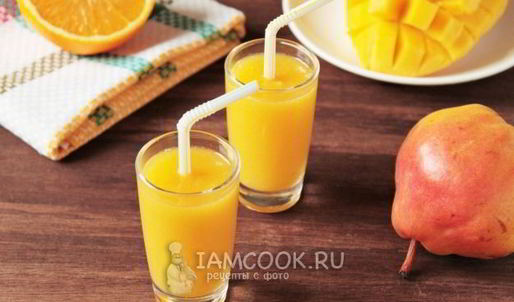 смузи из свежего манго и груши