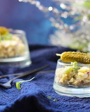 Картофельный салат с белой рыбой