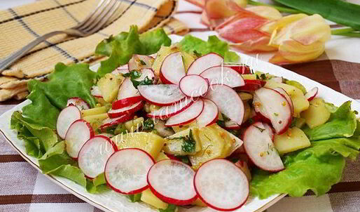картофельный салат с редисом