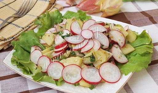 картофельный салат с редисом