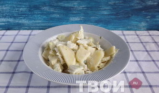картофельный салат с семгой