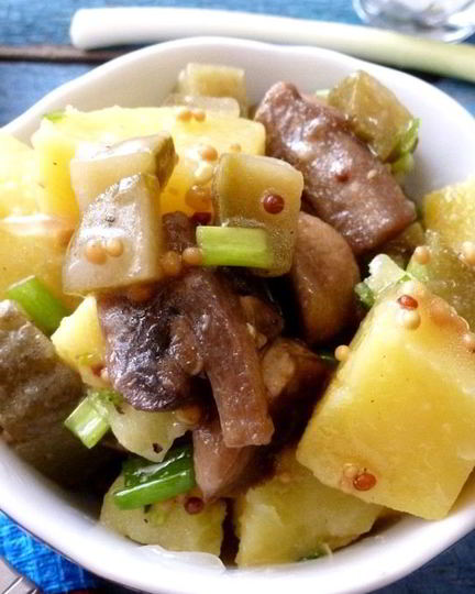 Рецепт картофельного салата с жареными шампиньонами