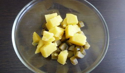 картофельный салат с жареными шампиньонами