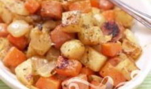 салат с жареным картофелем