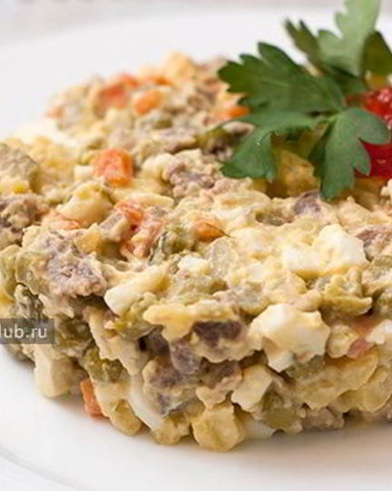 Рецепт салата оливье с говядиной