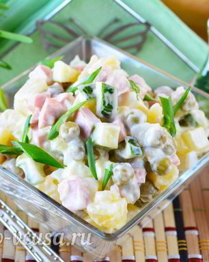 Салат Оливье со свежим огурцом