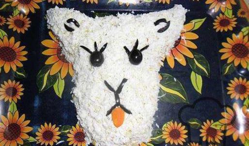 салат оливье в виде козы