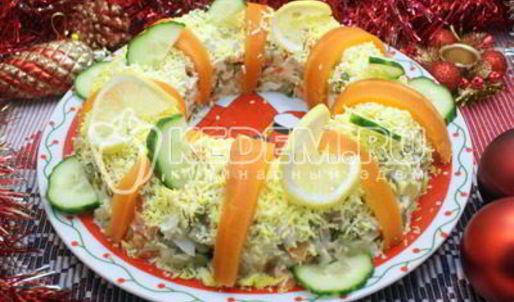 салат с курицей праздничное оливье