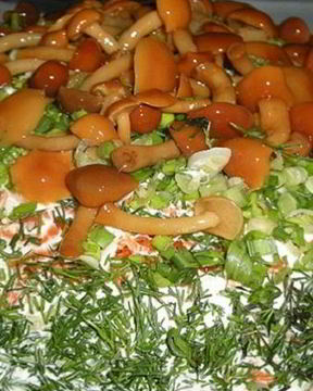 Постный салат с грибами