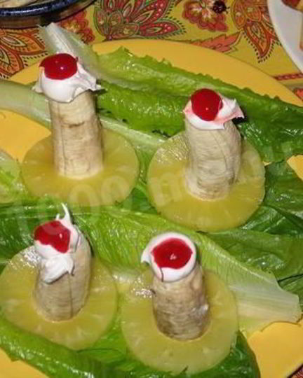 Рецепт салата детского на день рождения бананы-свечи