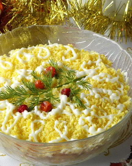 Рецепт салата мимоза новогодний