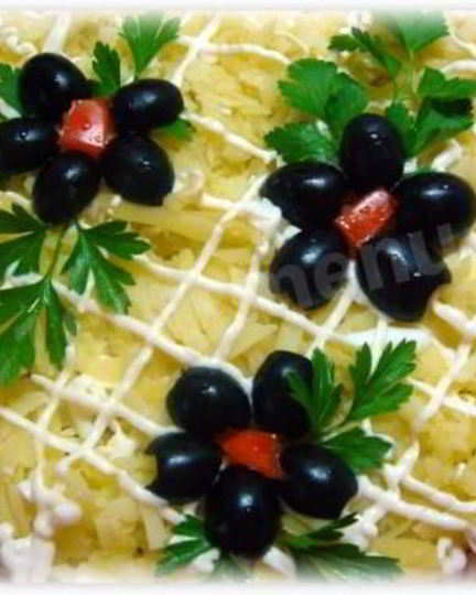 Рецепт салата из шампиньонов консервированных курица под шубой