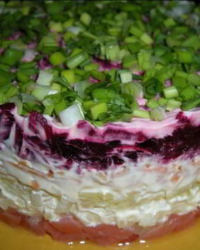 Селедка под шубой с лососем