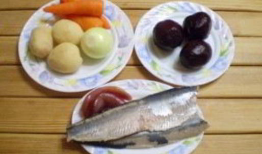 селедка под шубой в виде рулета