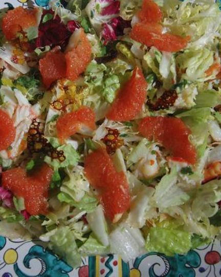 Рецепт салата с крабами и грейпфрутом