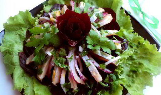 салат с сельдью под апельсиновым соусом