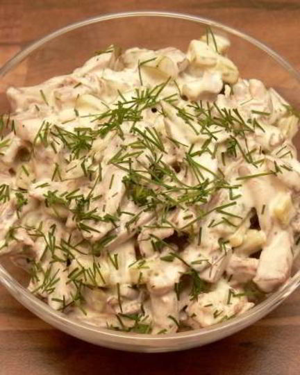 Рецепт салата с языком и огурцом