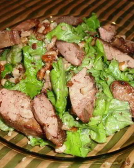 Рецепт теплого салата с куриной печенью