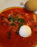 Борщ на курином бульоне с отварной свеклой