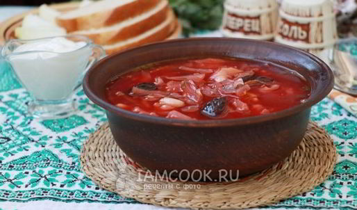 борщ с фасолью и черносливом