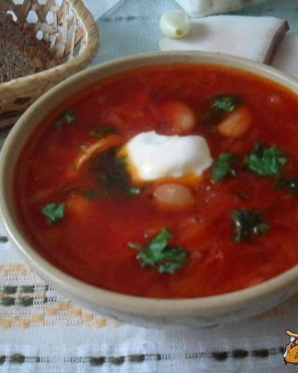 Рецепт борща с фасолью и яблоками