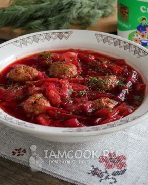 Борщ с фрикадельками в мультиварке