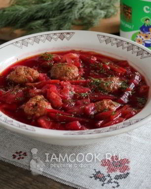 Борщ с фрикадельками в мультиварке