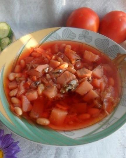 Рецепт борща с килькой в томате и фасолью