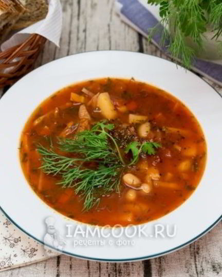 Рецепт борща с консервированной фасолью