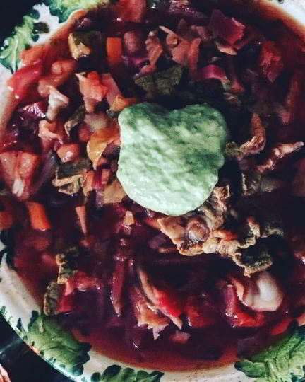 Рецепт борща с зеленой сметаной