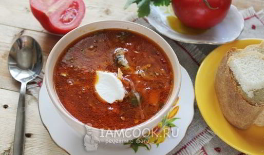 постный борщ с фасолью и килькой