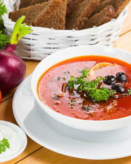 Рецепт постного борща с лимоном и маслинами