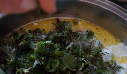 зеленый борщ с крапивой