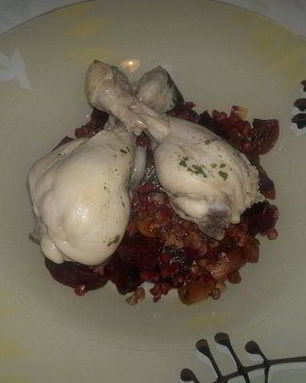 Соевое гречотто с куриными ножками в классическом бульоне